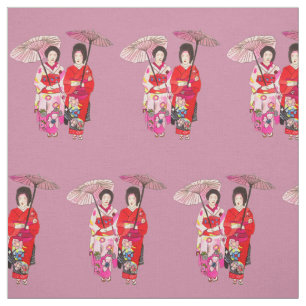 Japanischer Geisha mit niedlicher Kunst des roten Stoff