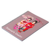 Japanischer Geisha-Roter Kimono-Tagebuch für niedl Notizblock (Linke Seite)