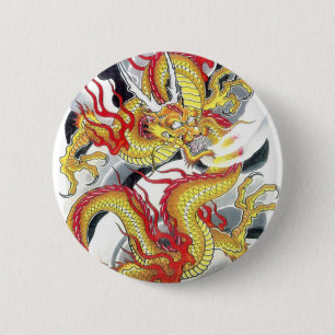 Japanischer Gelber Drache Button