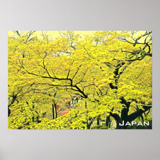 Japanischer Gelbgingko-Baumreise-Druck Poster (Vorne)