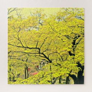 Japanischer Gelbgingko-Baumreise-Druck Puzzle