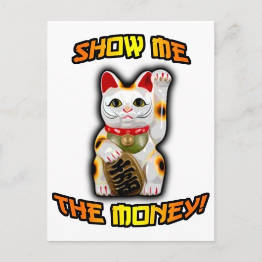 JAPANISCHER Geld CAT Maneki Neko Postkarte (Vorderseite)