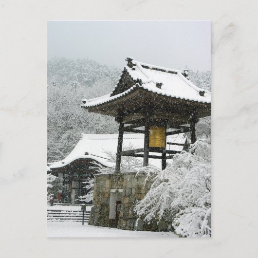 Japanischer Glockenturm im Schnee Postkarte (Vorderseite)