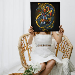 Japanischer Goldener Drache und Samurai Warrior Poster