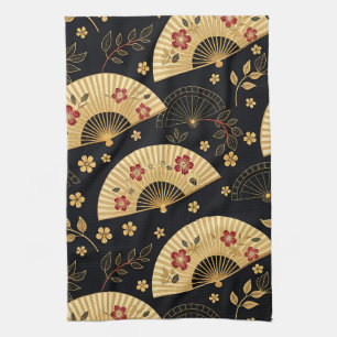 Japanischer Goldfächer Sakura-Muster Geschirrtuch