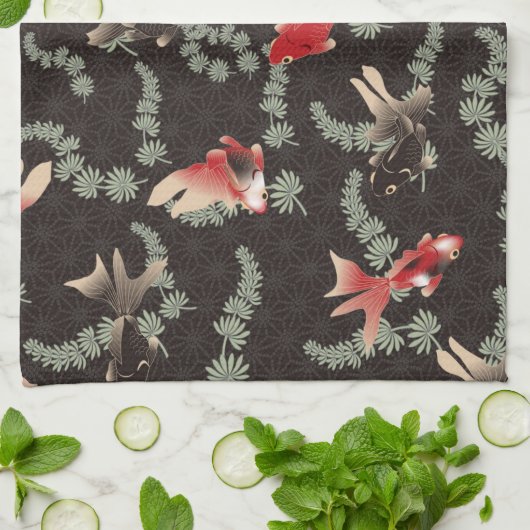 Japanischer Goldfisch Geschirrtuch (Gefaltet)