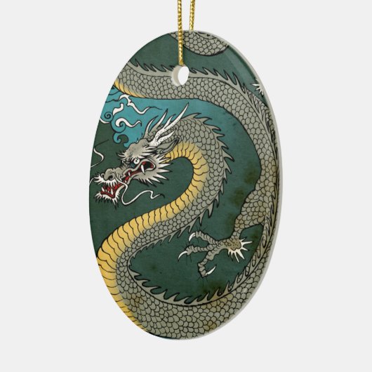 JAPANISCHER GRAUER DRACHE KERAMIKORNAMENT (Links)