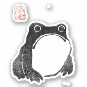 Japanischer Grumpy Frosch Toad Unbeeindrucktes Tie Aufkleber