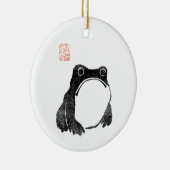 Japanischer Grumpy Frosch Toad Unbeeindrucktes Tie Keramik Ornament (Rechts)