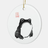 Japanischer Grumpy Frosch Toad Unbeeindrucktes Tie Keramik Ornament (Links)