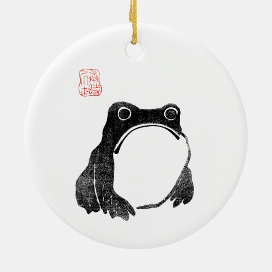 Japanischer Grumpy Frosch Toad Unbeeindrucktes Tie Keramik Ornament (Hinten)