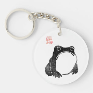 Japanischer Grumpy Frosch Toad Unbeeindrucktes Tie Schlüsselanhänger