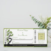 Japanischer Grüner Boarding-Pass Hochzeit Einladun Einladung (Stehend Vorderseite)