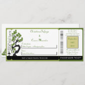 Japanischer Grüner Boarding-Pass Hochzeit Einladun Einladung (Vorne/Hinten)