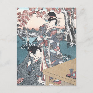 Japanischer Herbst Ukiyo-e Momijigari kein Postkarte