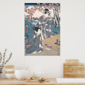 Japanischer Herbst Ukiyo-e Momijigari no himegimi Poster (Küche)
