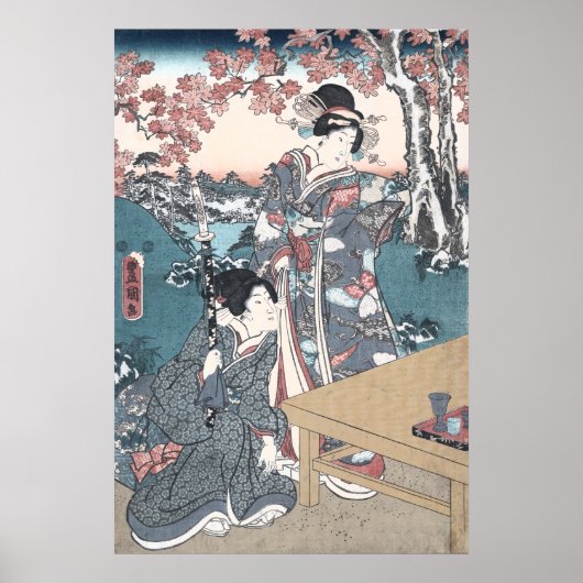 Japanischer Herbst Ukiyo-e Momijigari no himegimi Poster (Vorne)
