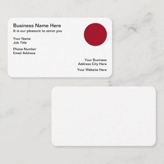 Japanischer Hinomaru-Kreis für Sun-Visitenkarten Visitenkarte (Vorne/Hinten)