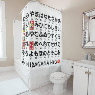 Japanischer Hiragana-Tisch (Hanafuda) Duschvorhang