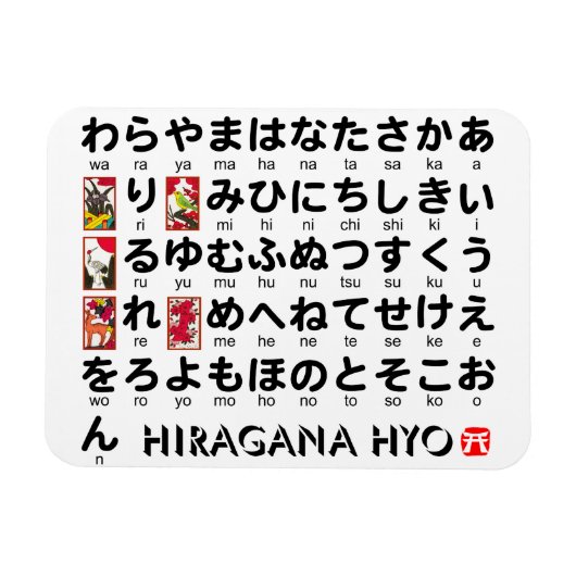 Japanischer Hiragana-Tisch (Hanafuda) Magnet (Horizontal)