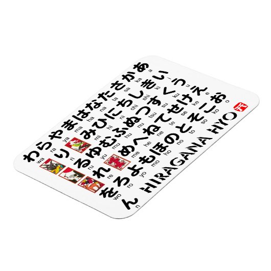 Japanischer Hiragana-Tisch (Hanafuda) Magnet (Linke Seite)