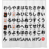 Japanischer Hiragana-Tisch (Lucky Cat) Duschvorhang (Vorderseite)