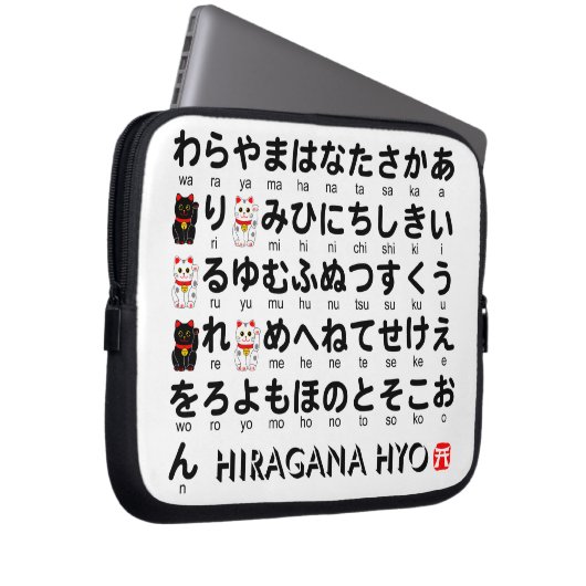 Japanischer Hiragana-Tisch (Lucky Cat) Laptopschutzhülle (Vorne Rechts)