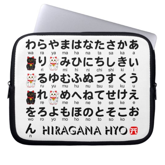 Japanischer Hiragana-Tisch (Lucky Cat) Laptopschutzhülle (Vorderseite)