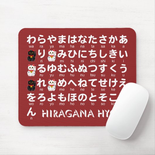 Japanischer Hiragana-Tisch (Lucky Cat) Mousepad (Mit Mouse)