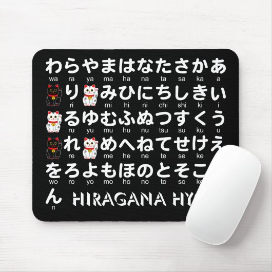 Japanischer Hiragana-Tisch (Lucky Cat) Mousepad (Mit Mouse)