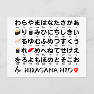 Japanischer Hiragana-Tisch (Sushi) Postkarte