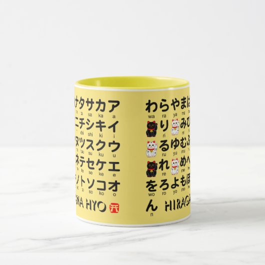 Japanischer Hiragana- und Katakana-Tisch (Alphabet Tasse (Zentrum)