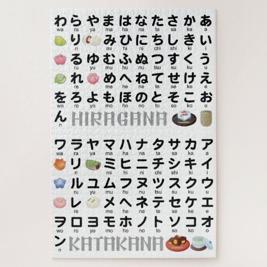 Japanischer Hiragana- und Katakana-Tisch (Wagashi) Puzzle (Vertikal)