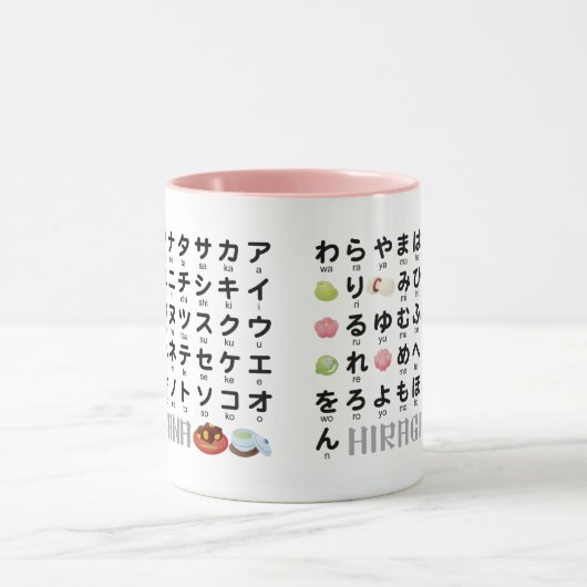 Japanischer Hiragana- und Katakana-Tisch (Wagashi) Tasse (Zentrum)