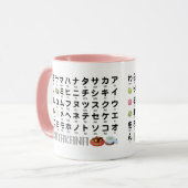 Japanischer Hiragana- und Katakana-Tisch (Wagashi) Tasse (Vorderseite Links)