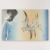 Japanischer Holzblock Art Print Seagulls über dem  Puzzle (Horizontal)