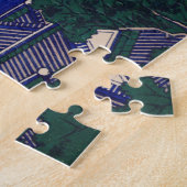 Japanischer Holzblock Art Sakura Mount Fuji Puzzle (Seite)