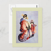 Japanischer Holzblock Postkarte (Vorne/Hinten)