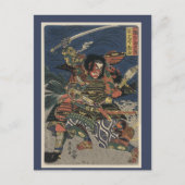 Japanischer Holzblock zweier Samurai-Krieger Postkarte (Vorderseite)