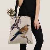 Japanischer Holzschnitt eines Finks, des Browns Tasche (Von Nahem)