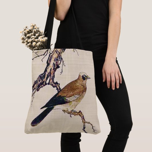 Japanischer Holzschnitt eines Finks, des Browns Tasche (Von Nahem)