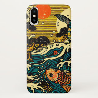 Japanischer Holzschnitt Zwei Koi-Fische Kiefernbau Case-Mate iPhone Hülle
