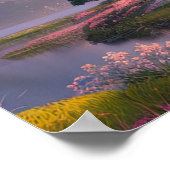 Japanischer Holztempel am Fluss Poster (Ecke)