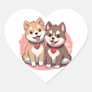 Japanischer Hundekuchen mit Herz Herz-Aufkleber