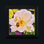 Japanischer Käfer auf White Rose Geschenkbox<br><div class="desc">Wunderschönes Foto eines japanischen Käfers auf der weißen Gelben Rose von der Künstlerin Sandra Marie Closs. Fügen Sie Ihren eigenen Text, Namen oder Monogramm hinzu, um das perfekte Produkt für jeden Anlass zu erstellen. Hochzeit, Brautparty Garten Party, Beileid , Geburtstag, Babydusche, jede Feier oder einfach nur um Ihren Tag ein...</div>