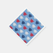 Japanischer Kaninchenprint, blau mit rot und weiß Serviette (Ecke)