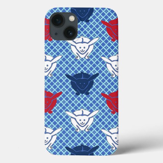 Japanischer Kaninchenprint, grün, blau und weiß Case-Mate iPhone Hülle (Rückseite)
