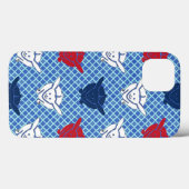 Japanischer Kaninchenprint, grün, blau und weiß Case-Mate iPhone Hülle (Rückseite (Horizontal))
