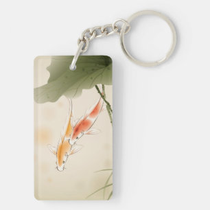 Japanischer Karpfen fischt Schwimmen im Lotosteich Schlüsselanhänger