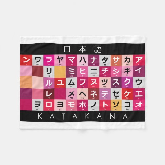 Japanischer Katakana-Tisch Fleecedecke (Vorderseite (Horizontal))